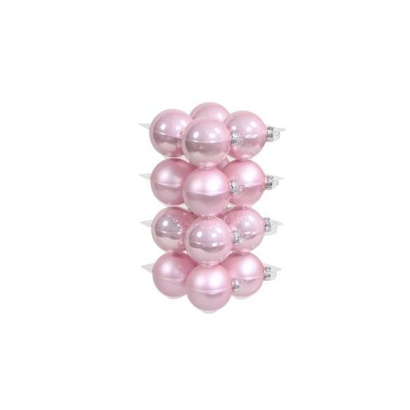 Gömb üveg 8 cm világos rózsaszín matt-fényes S/16