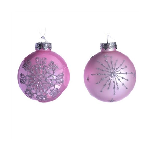 Gömb üveg 7,5cm rózsaszín S/12