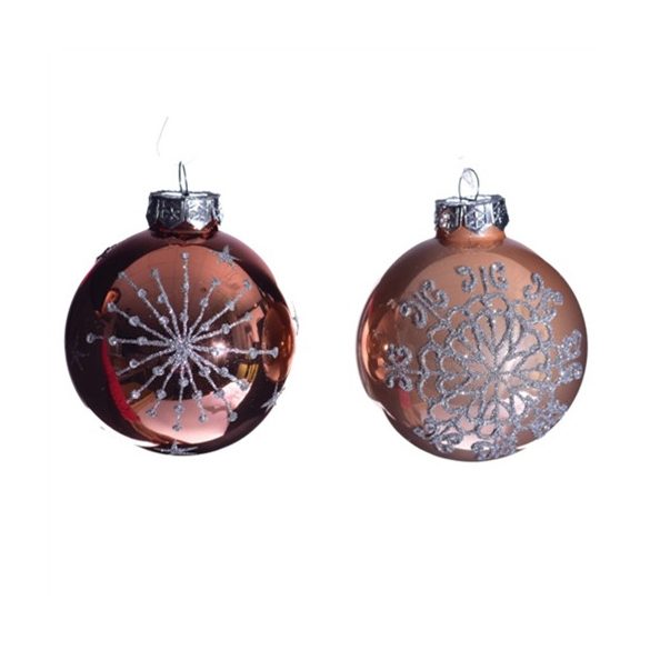 Gömb üveg 7,5cm rosegold S/12