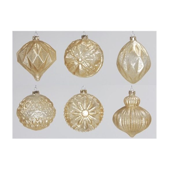 Üveg gömb 15cm - Antik matt arany 6féle