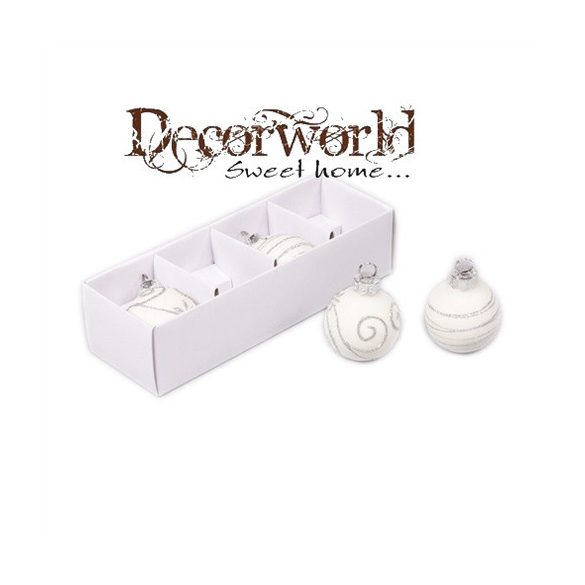 Gömb üveg 4cm fehér matt S/4db