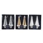 Fenyő dísz 16cm - Arany, Ezüst, Fehér 2 db/dob