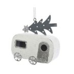 Karácsonyfa dísz akasztós fém Lakóautó 7,5cm