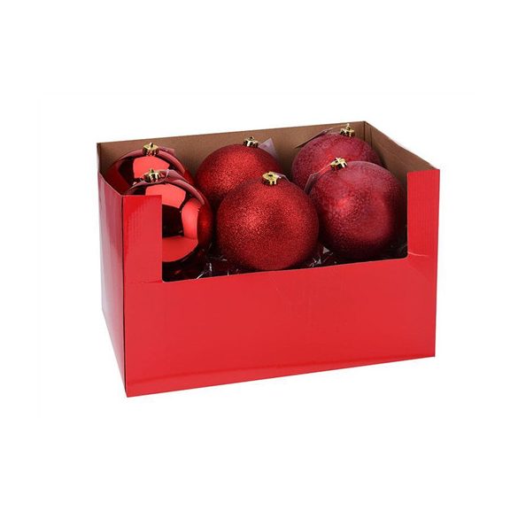 Gömb műanyag D15 matt/fényes/glitteres piros