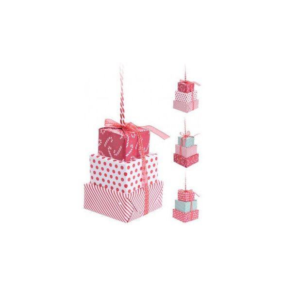 Dísz ajándék dobozok plasztik 7x7x10cm - Rózsaszin kék