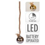 Gömb üveg 15cm izzósoros 24LED kötélen
