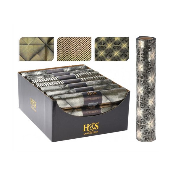 Dekoráció textil 28x150cm 3féle mintával - Pezsgő/fekete