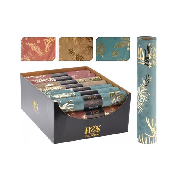 Dekoráció textil 28x150cm 3féle mintával - Pink/barna/kék