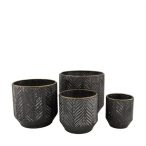 Kaspó fém mintás 19x19x18cm szett - Sötétszürke S/4