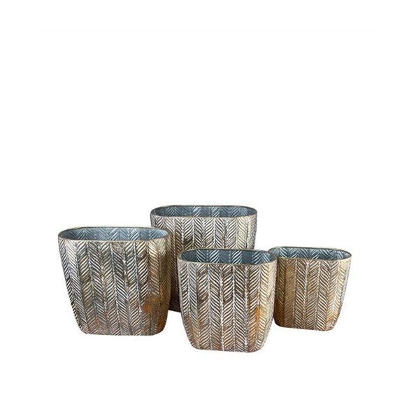 Kaspó fém ovál 36,5x19x36cm szett - Arany S/4