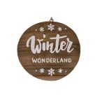   Fali dekor "Winter Wonderland" felirattal, kerek 20 cm
