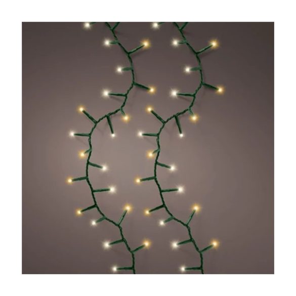 Fényfüzér sötétzöld drót vezetékes 1500 LED-es 34m - Melegfehér/hidegfehér