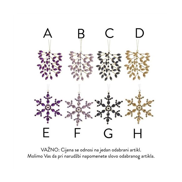 Karácsonyfa dísz fém gyöngyökkel akasztható 10x12 cm - Több féle