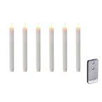 Gyertya LED-es 2,1x25cm - Fehér S/6 + távirányító