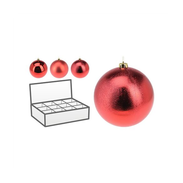 Műanyag gömb 18cm - Piros 3féle