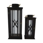 Lámpás fa fogantyúval 24x24x57cm szett - Fekete S/2