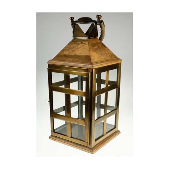 Lámpás fa/réz 58cm - Barna