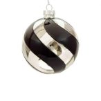 Gömb üveg 8cm csíkos fekete-átlátszó S/6db