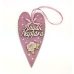   Anyák napi díszített szív "Anyák napjára" 10x20 cm