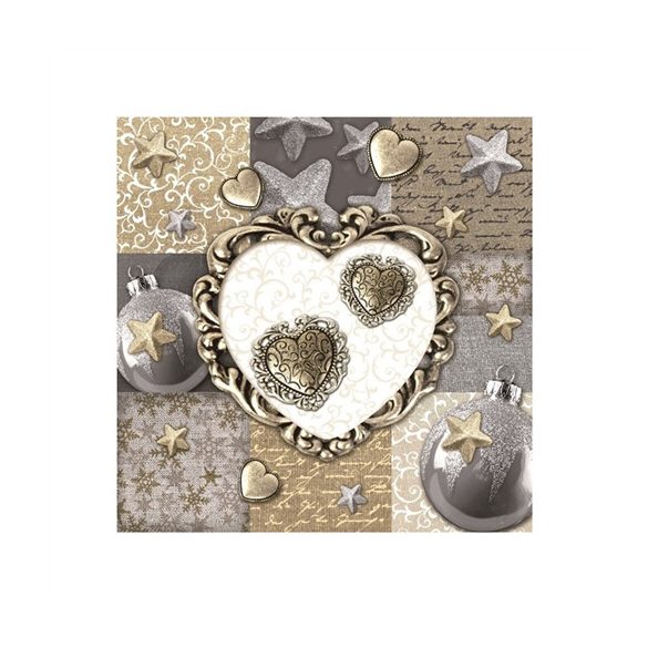 Papír Szalvéta 3 rétegű - Winter Breeze 33x33cm ezüst,arany S/20