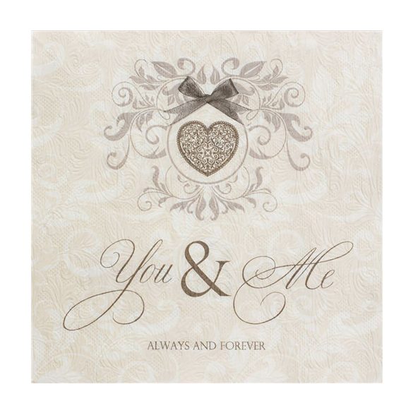 Papír Szalvéta 3 régetű - Fiorentina You & Me - krém - szürkésbarna 33x33cm krém S/20db