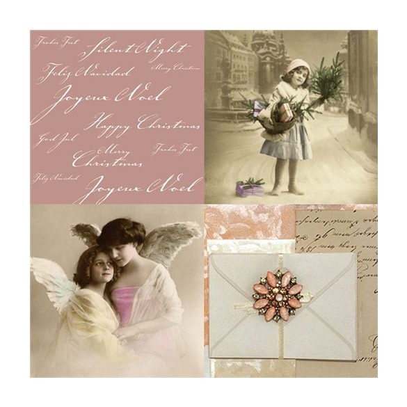 Papír Szalvéta 3 rétegű - Angel Wings 33x33cm rózsaszín, natúr S/20