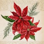   Papír Szalvéta 3 rétegű - Vintage Poinsettia 33x33cm fehér,arany S/20
