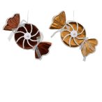 Fenyőfa dísz bonbon bársony 17x36x8,5cm - 2féle