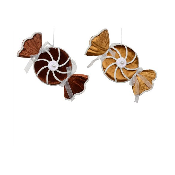 Fenyőfa dísz bonbon bársony 17x36x8,5cm - 2féle