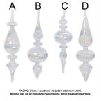 Karácsonyfadísz üveg 22cm - Irizáló 4féle