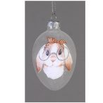 Üveg tojás akasztós szemüveges nyúl 7cm - Lány