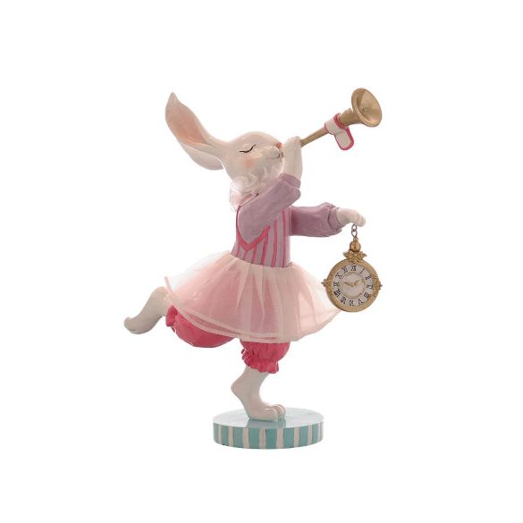 Nyúl trombitával órával poly 30,5cm