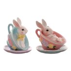 Nyúl teásbögrében 12,5cm poly - 2féle