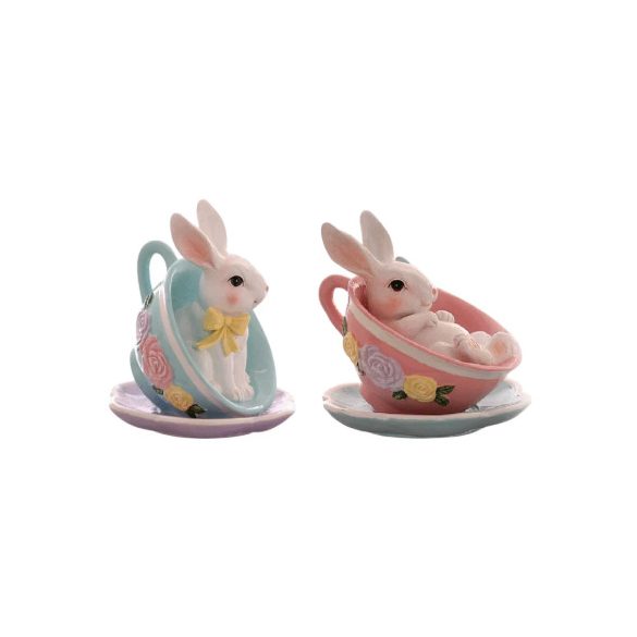 Nyúl teásbögrében 12,5cm poly - 2féle