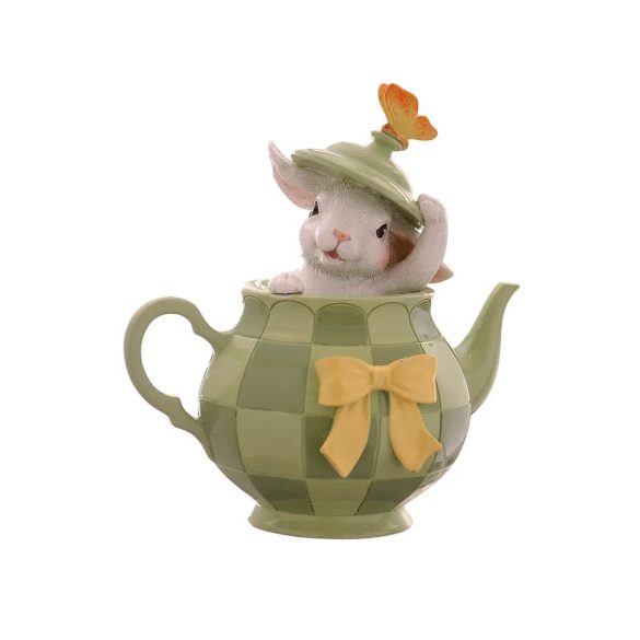 Nyúl teáskannában 17,2cm poly