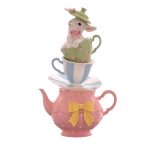 Nyúl teáskanna és csésézben 26cm poly