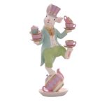 Nyúl teáskanna és csészékkel 41,5cm poly