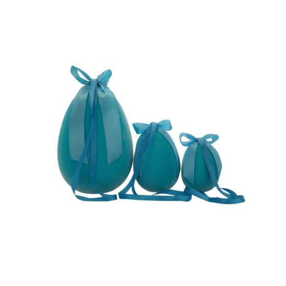 Tojás masnival flokkolt 12cm - Kék