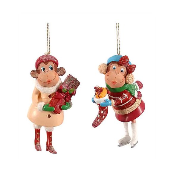 Majom karácsonyi ünnepi ruhában 12cm Poly - 2féle