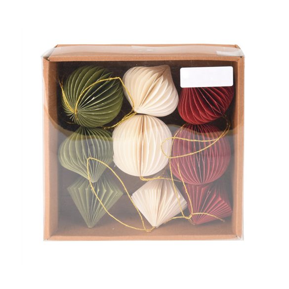 Karácsonyfadísz papír akasztható 6cm - 3színben S/9