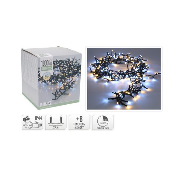 Fényfüzér cluster 1500LED-es 30m+3m (fekete vezetékes) - Sziporka (kül-és beltér)