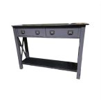   Asztal 2 fiókos (2 drawer table) 135x40x95cm - Szürke/fekete