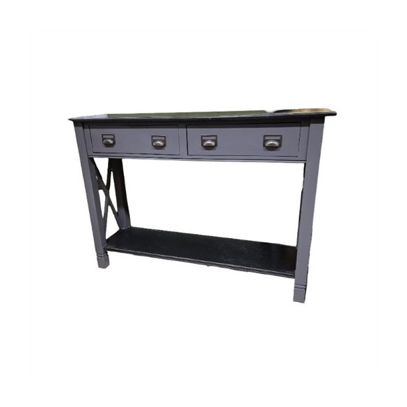 Asztal 2 fiókos (2 drawer table) 135x40x95cm - Szürke/fekete