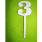 Fehér fa beszúrós 3 szám kövér 1db/csomag 18cm