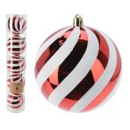 Műanyag gömb 10cm - Piros/fehér S/5