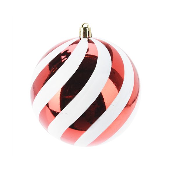 Műanyag gömb 12cm - Piros/fehér