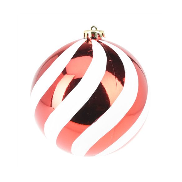 Műanyag gömb 14cm - Piros/fehér