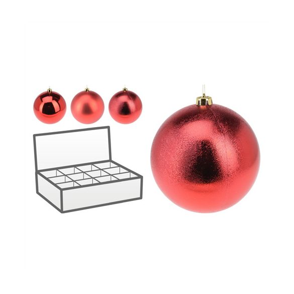 Műanyag gömb 18cm - Piros 3féle