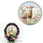 Nyomtatott fa tábla koszorú közép 11,8cm - Báránykás