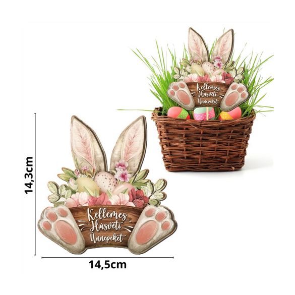 Nyomtatott dekorkarton - Nyuszi tappancsos húsvéti kosár14,5cm